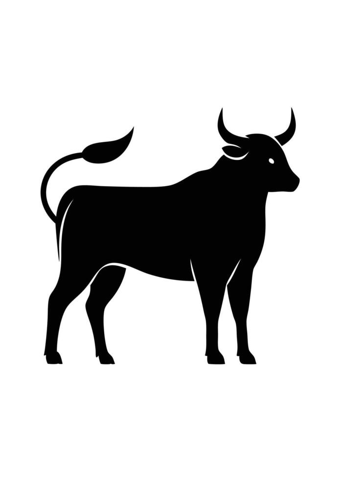 Black Bull silhouette on white background vector