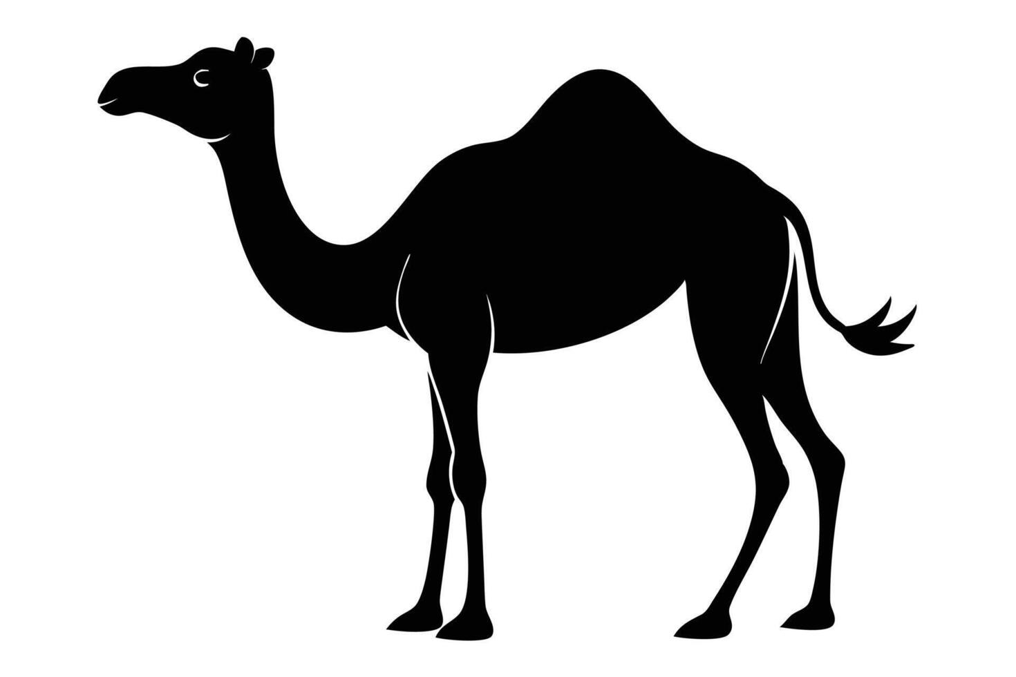 Black camel silhouette on white background vector