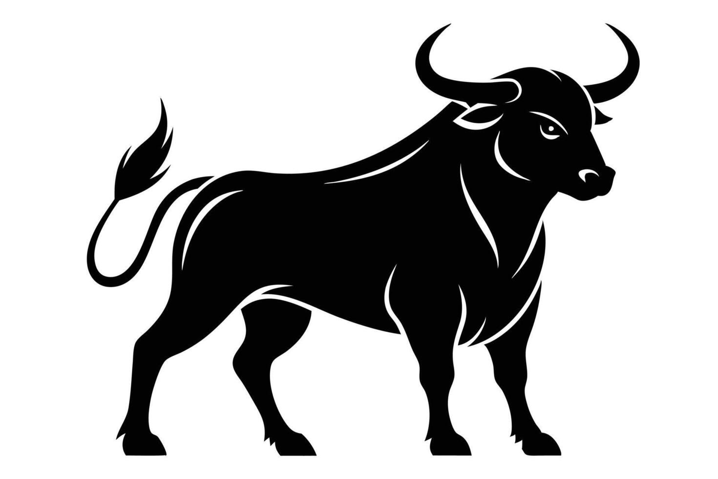 Black Bull silhouette on white background vector