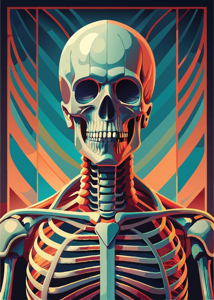 art of Human skeleton drawing Abstract minimal flat art vector