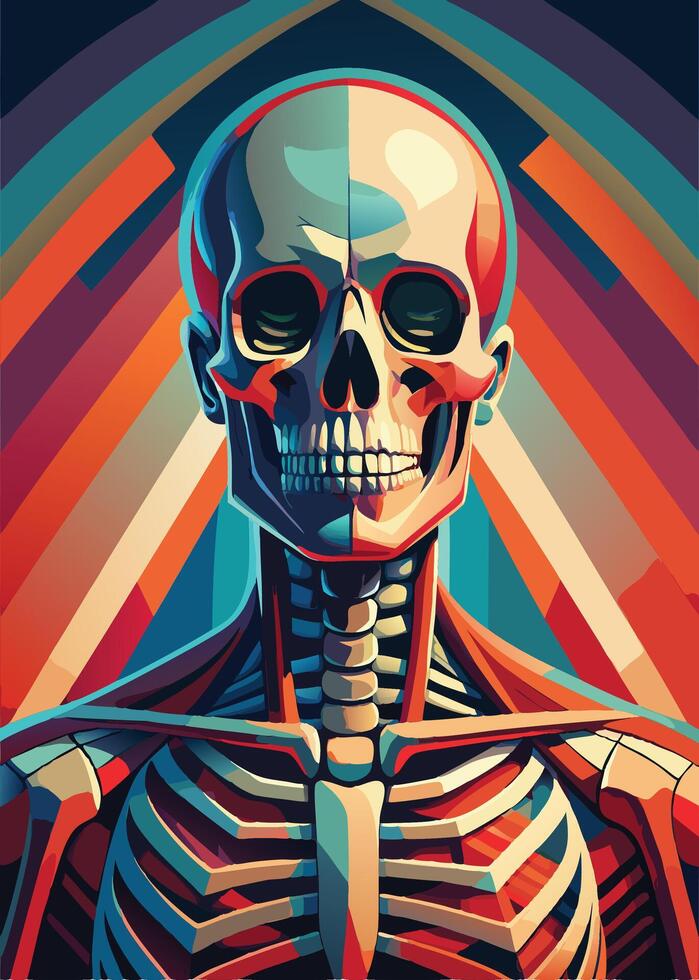 art of Human skeleton drawing Abstract minimal flat art vector