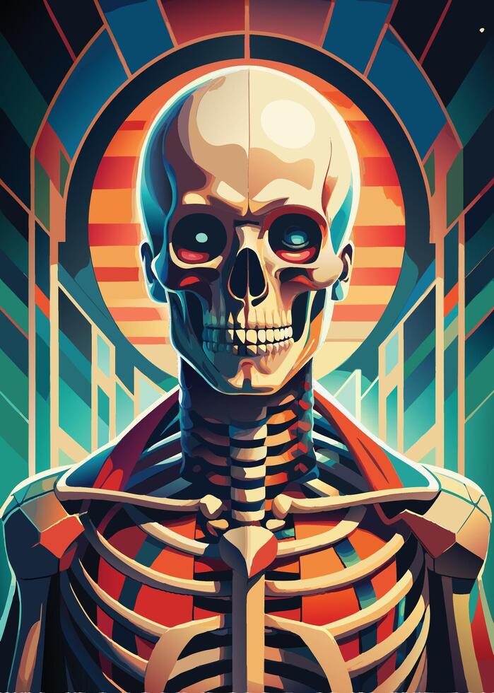 art of Human skeleton drawing Abstract minimal flat art vector