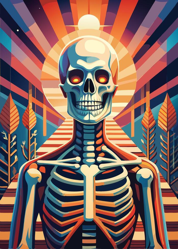 art of Human skeleton drawing Abstract minimal flat art vector