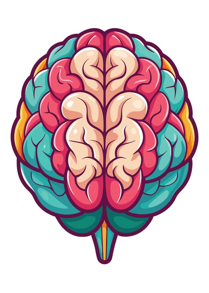 art of Human brain drawing Abstract minimal flat art vector