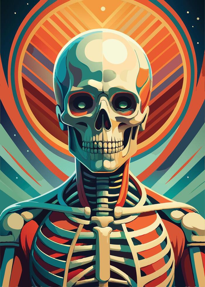 art of Human skeleton drawing Abstract minimal flat art vector