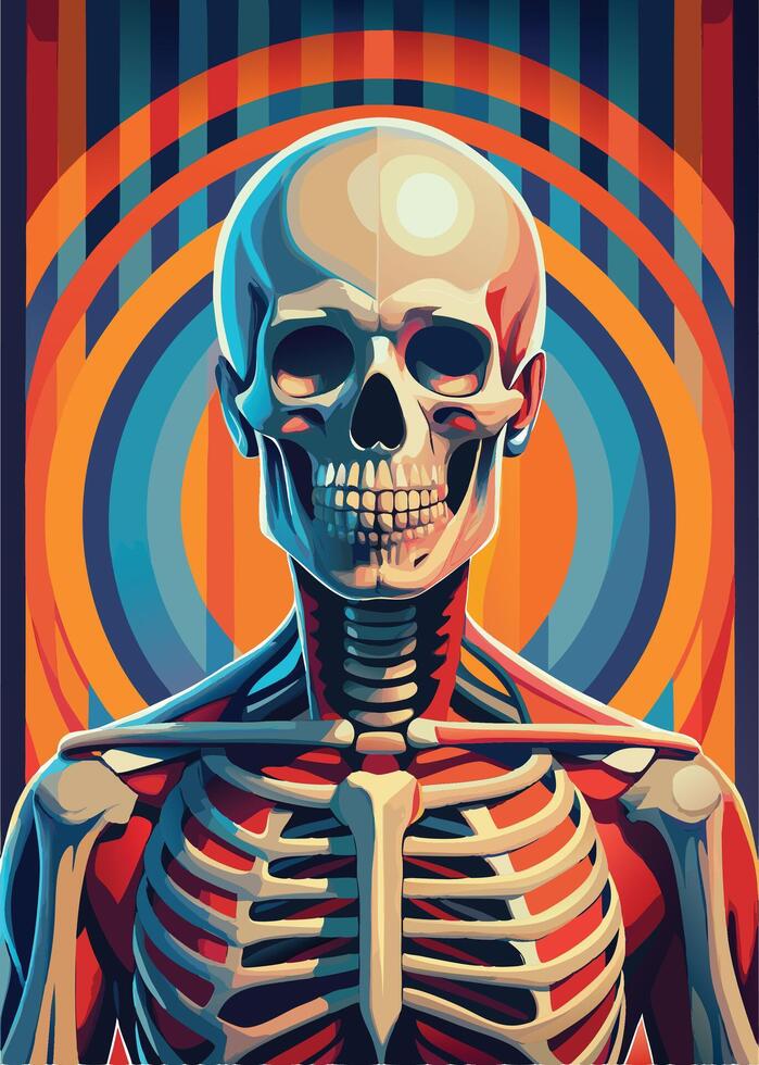 art of Human skeleton drawing Abstract minimal flat art vector