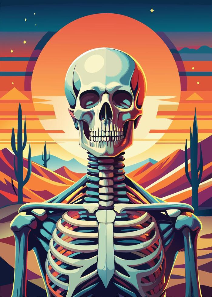 art of Human skeleton drawing Abstract minimal flat art vector