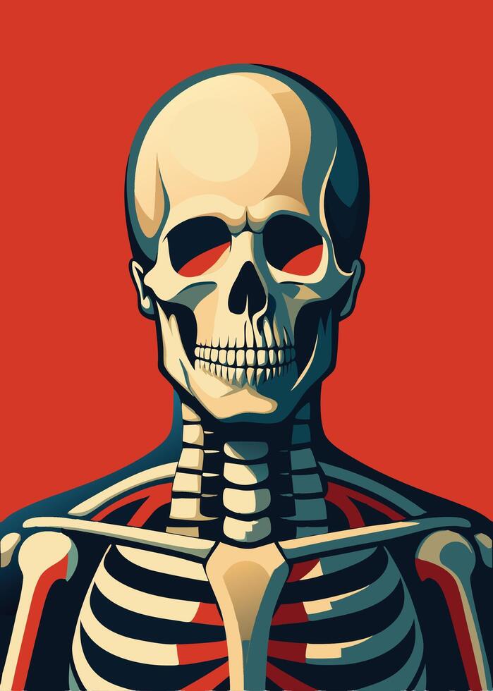 art of Human skeleton drawing Abstract minimal flat art vector