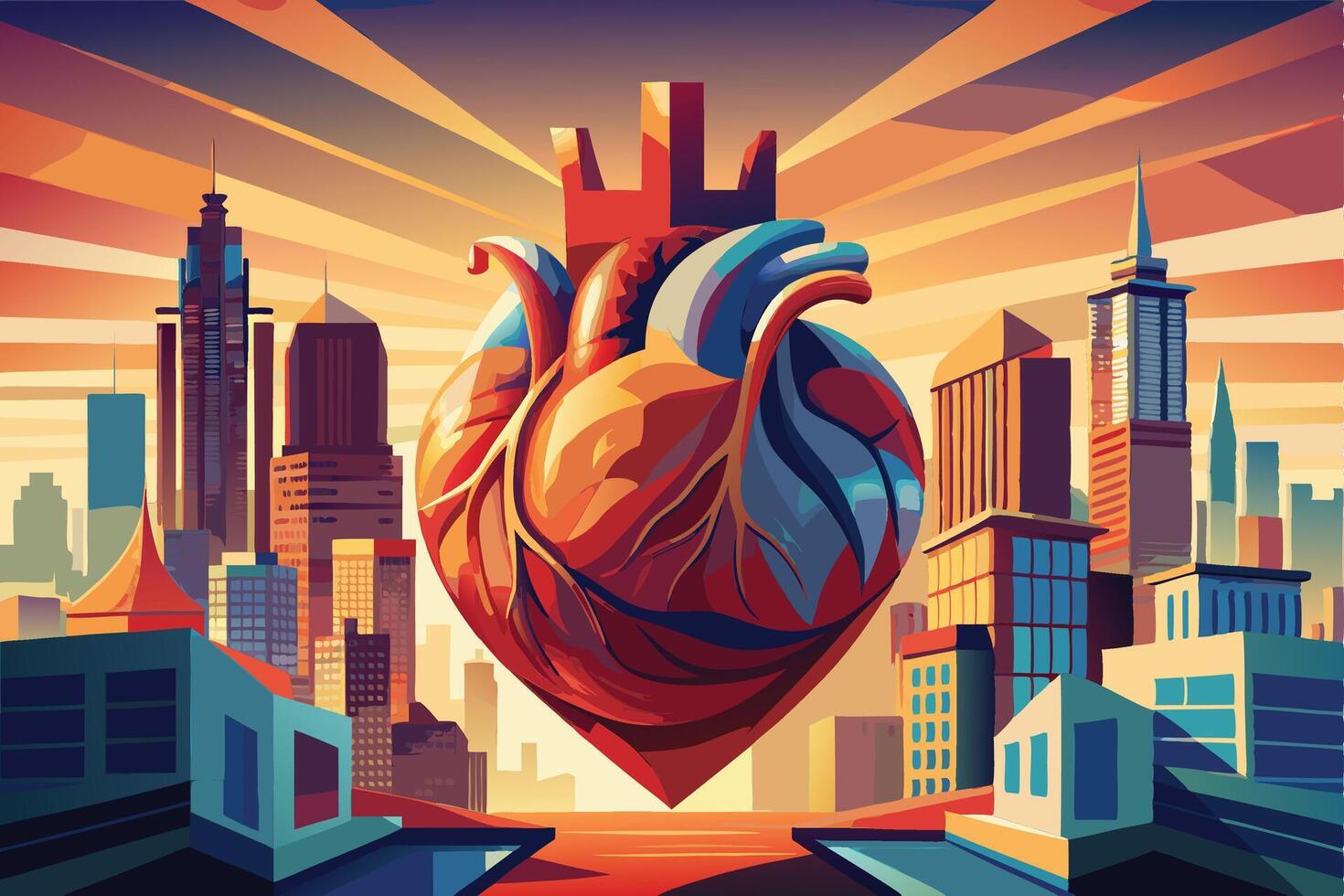 art of Human heart drawing Abstract minimal flat art vector