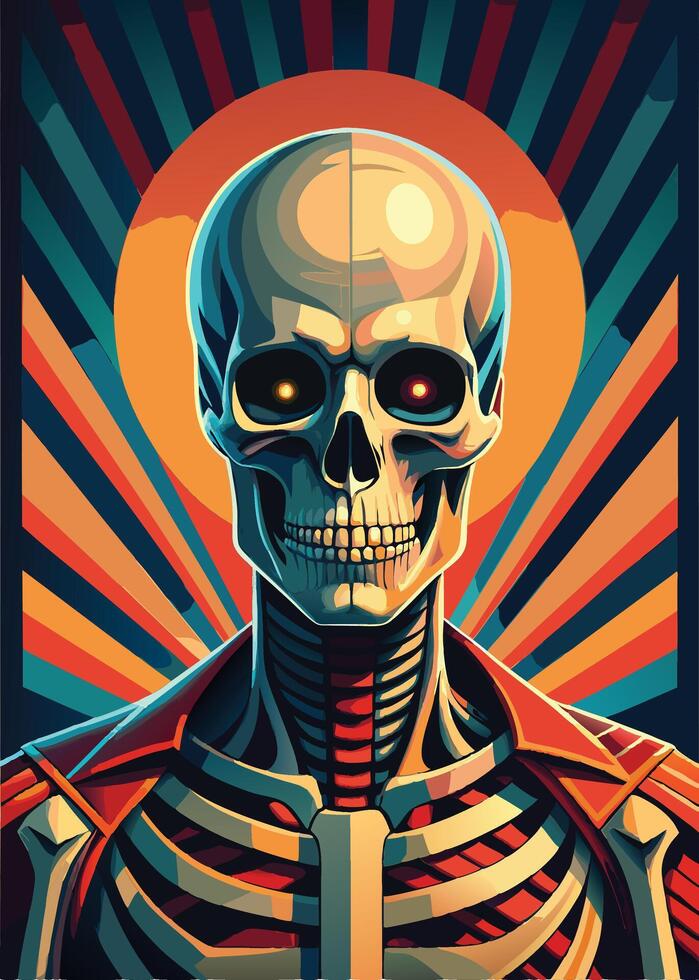 art of Human skeleton drawing Abstract minimal flat art vector