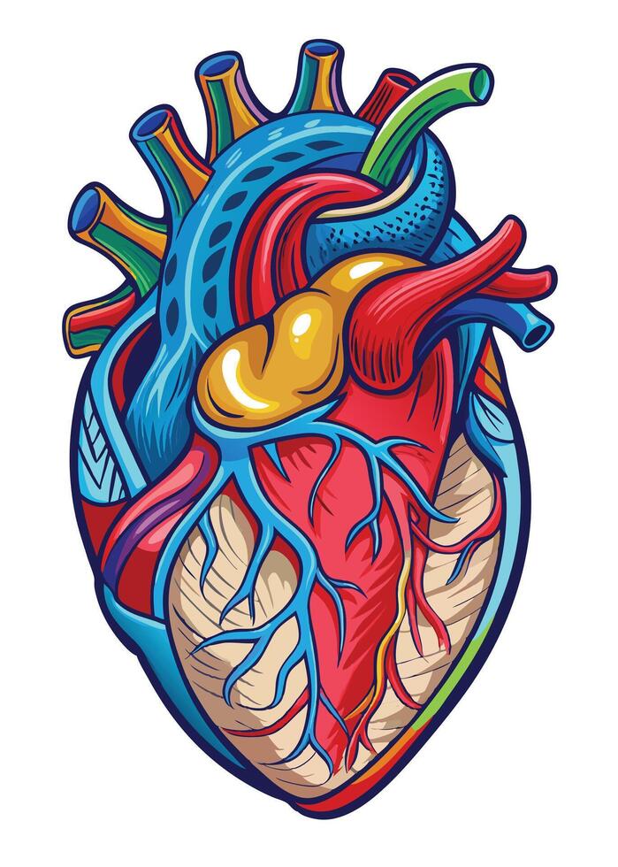 art of Human heart drawing Abstract minimal flat art vector