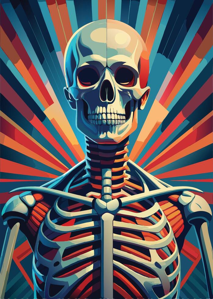 art of Human skeleton drawing Abstract minimal flat art vector