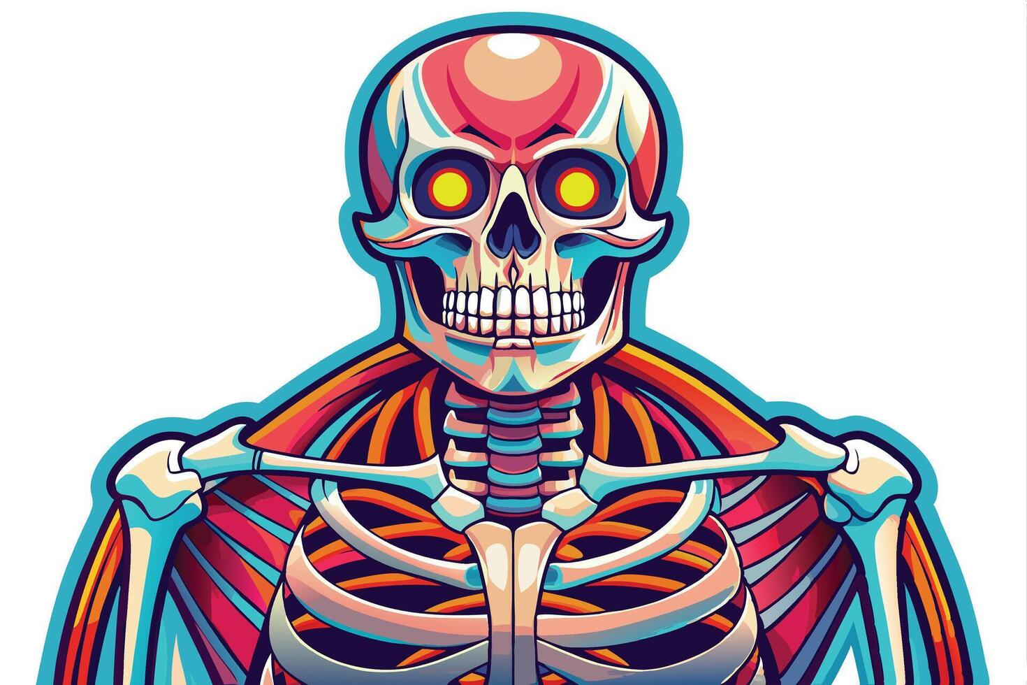 art of Human skeleton drawing Abstract minimal flat art vector