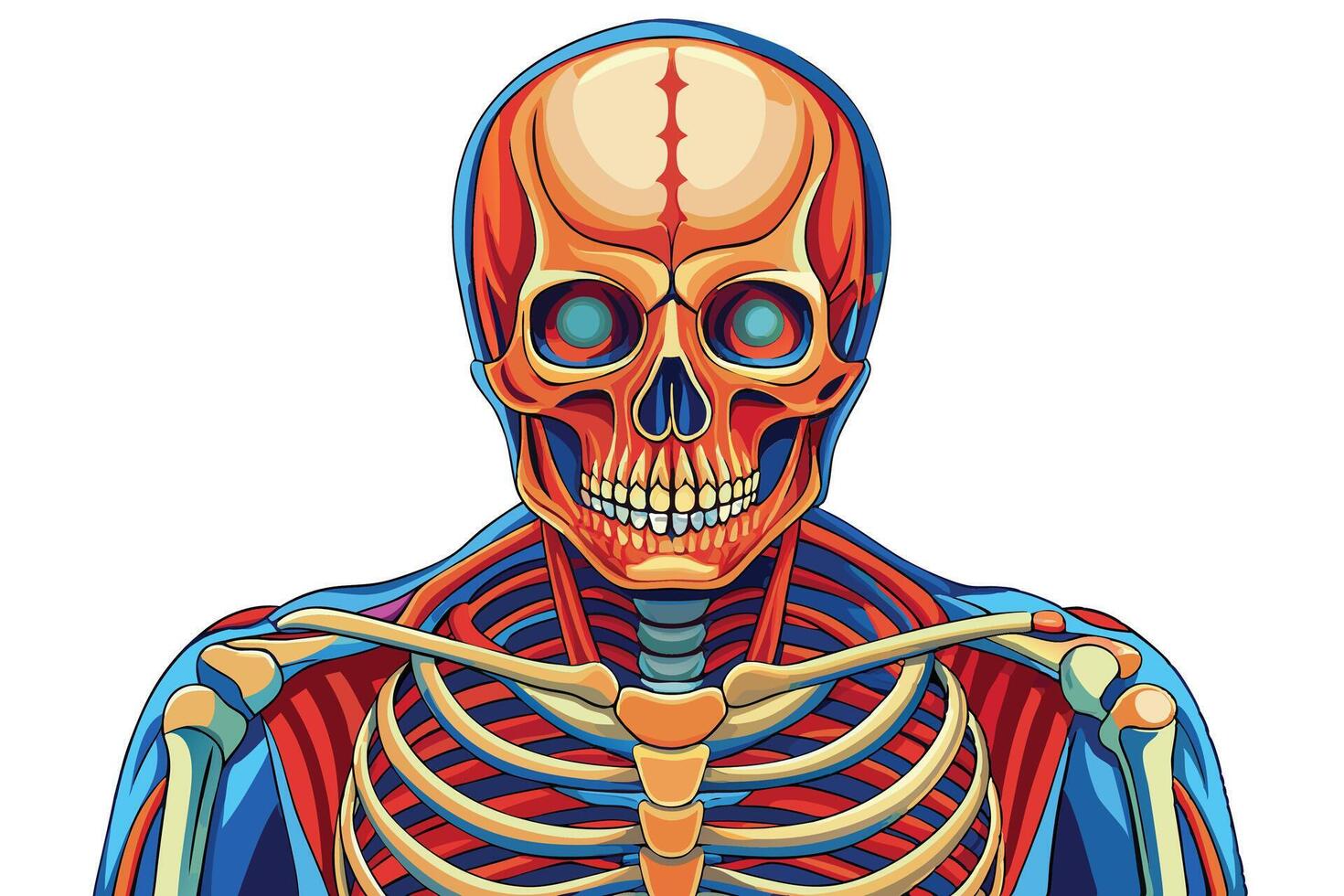 art of Human skeleton drawing Abstract minimal flat art vector
