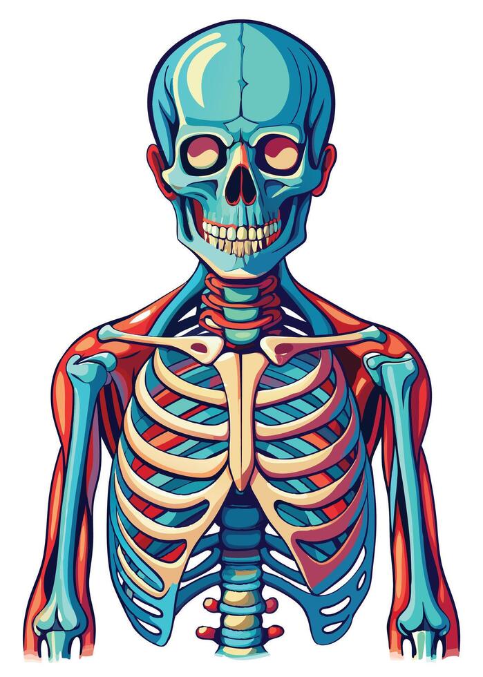 art of Human skeleton drawing Abstract minimal flat art vector