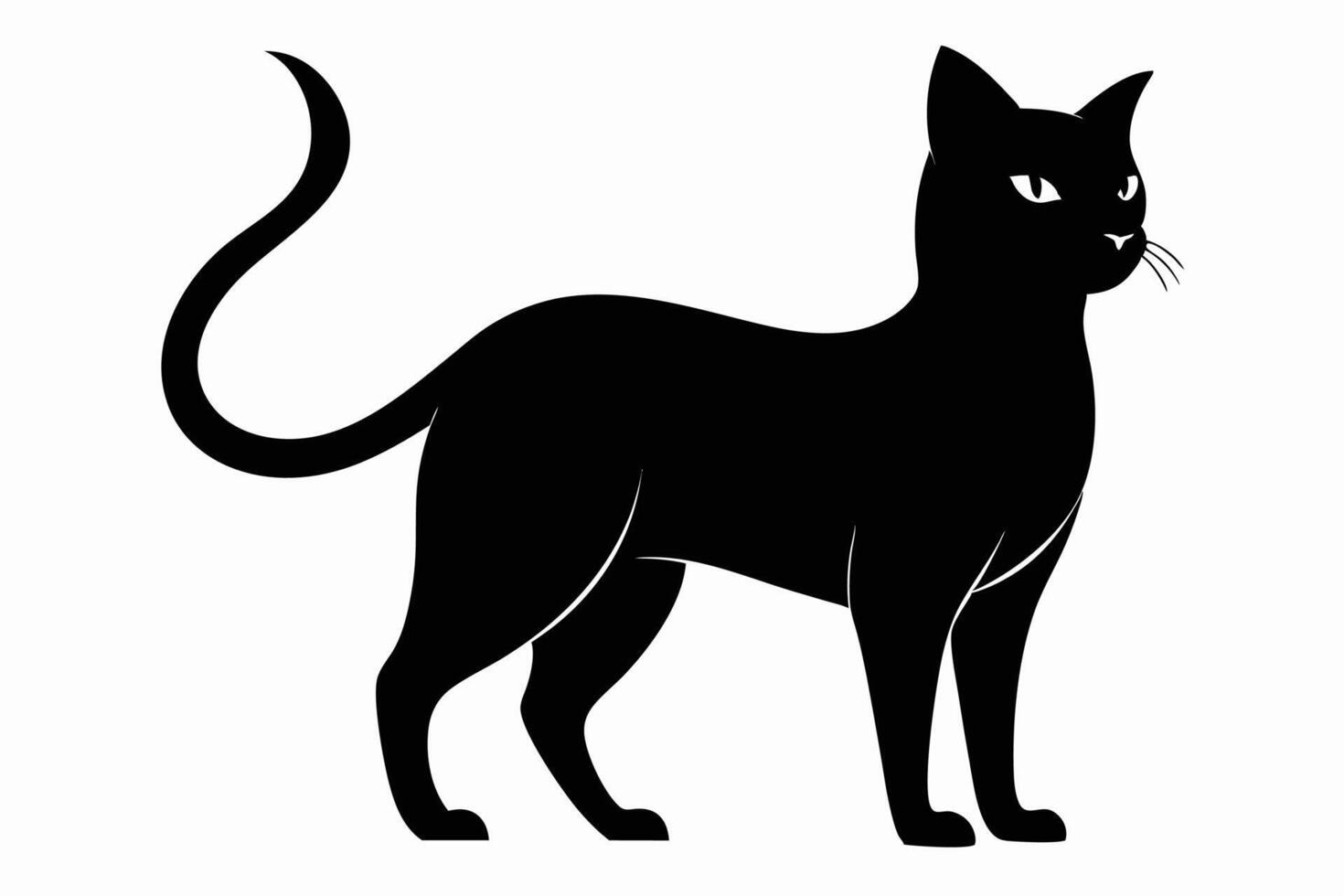 Black Cat silhouette on white background vector