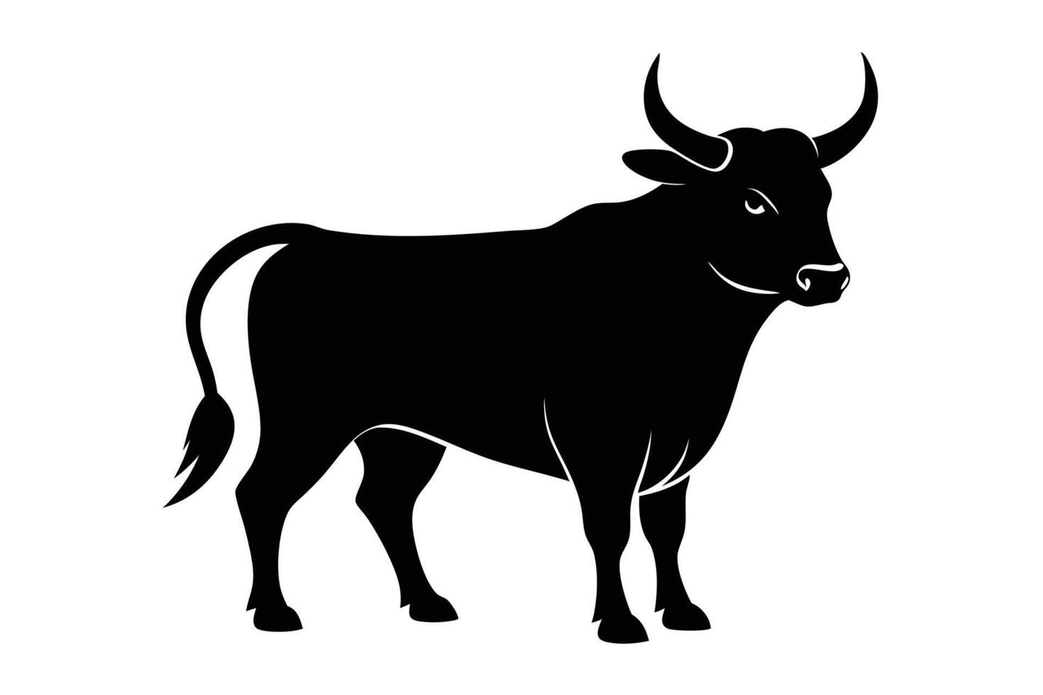 Black Bull silhouette on white background vector