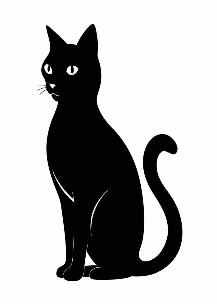 Black Cat silhouette on white background vector