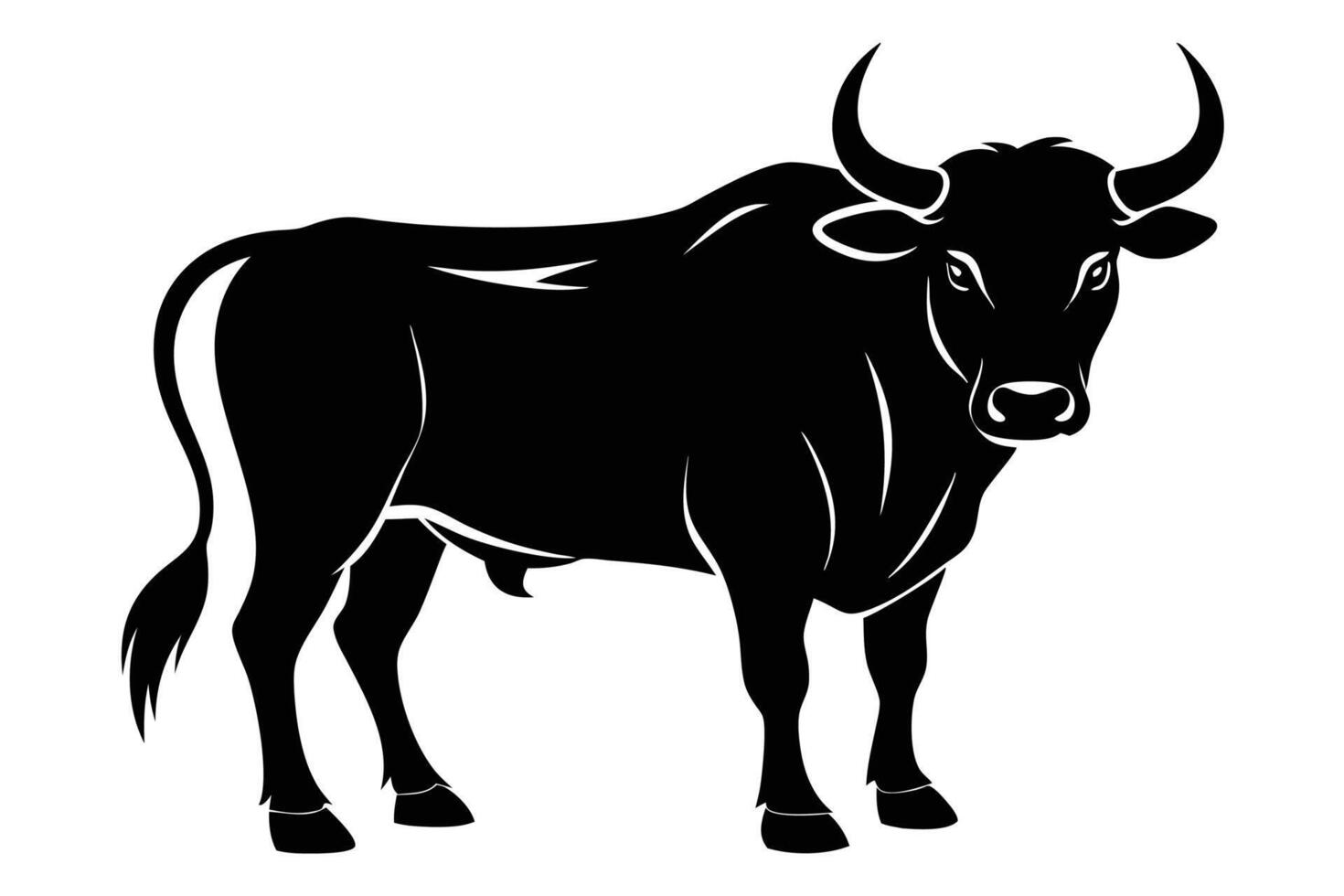 Black Bull silhouette on white background vector