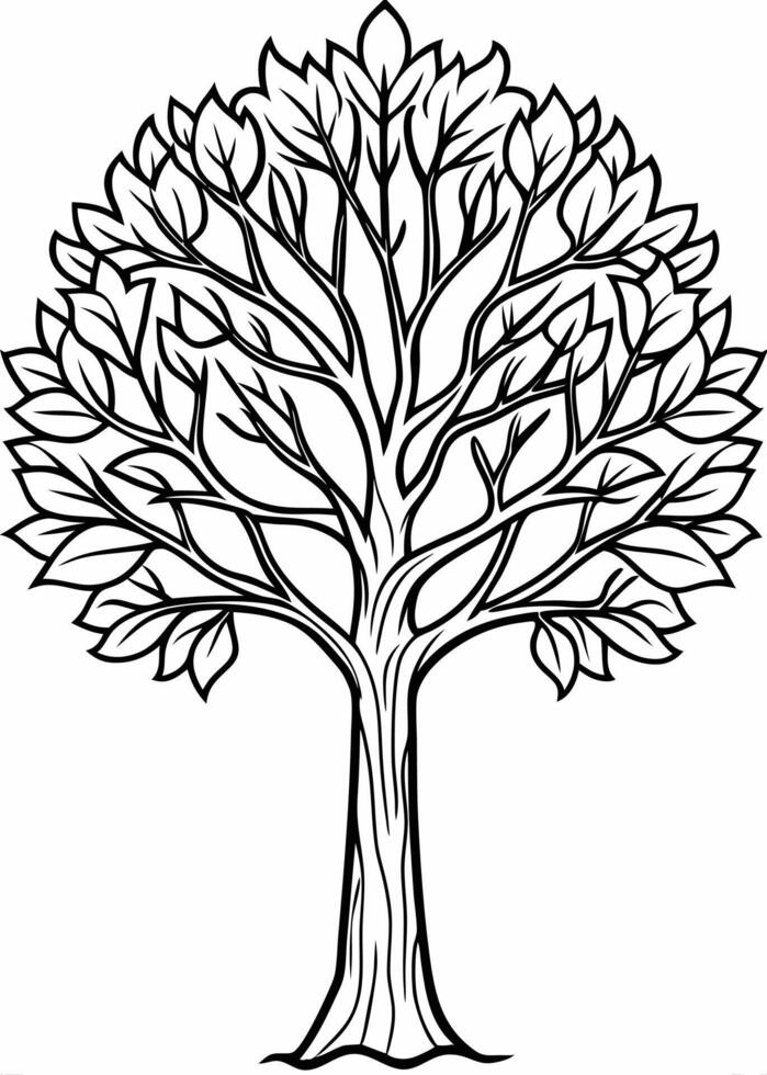 One line art of Tree drawing Abstract minimal continuous line art wall decor vector