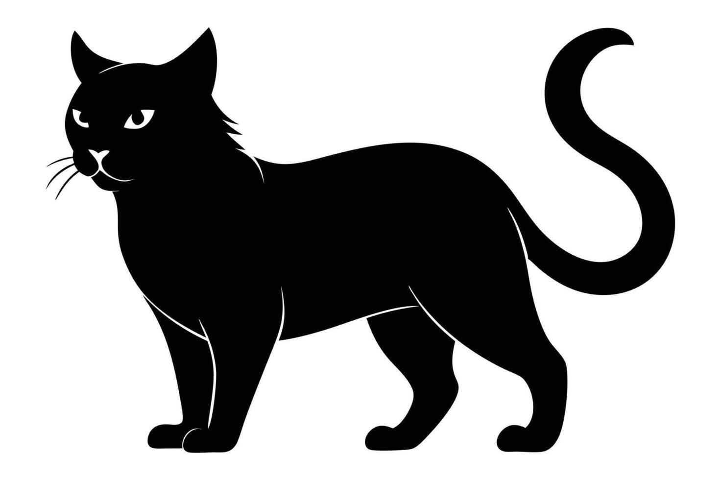 Black Cat silhouette on white background vector