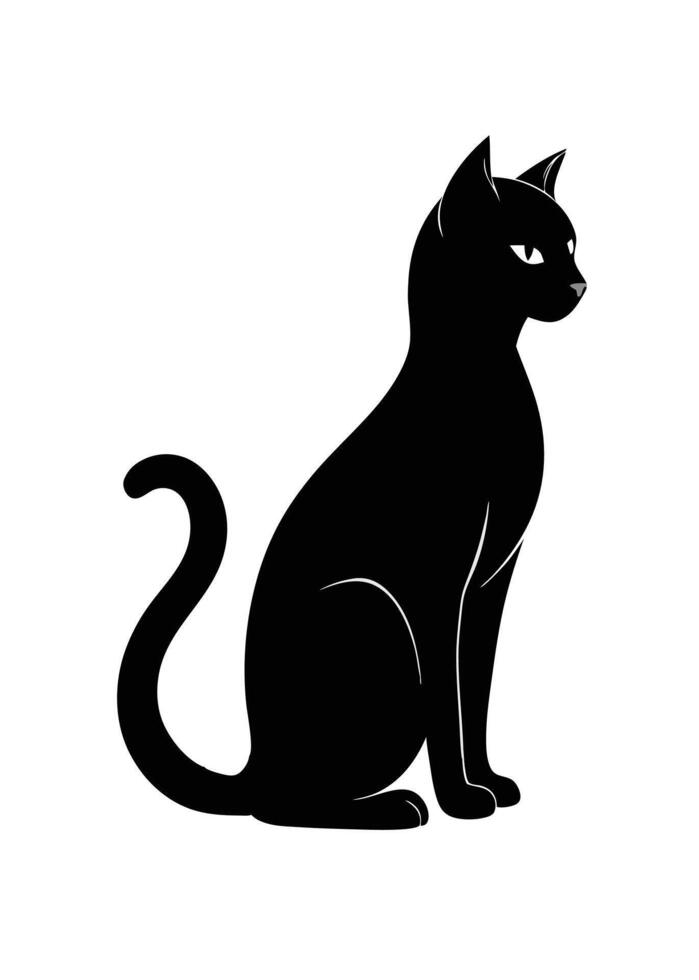 Black Cat silhouette on white background vector