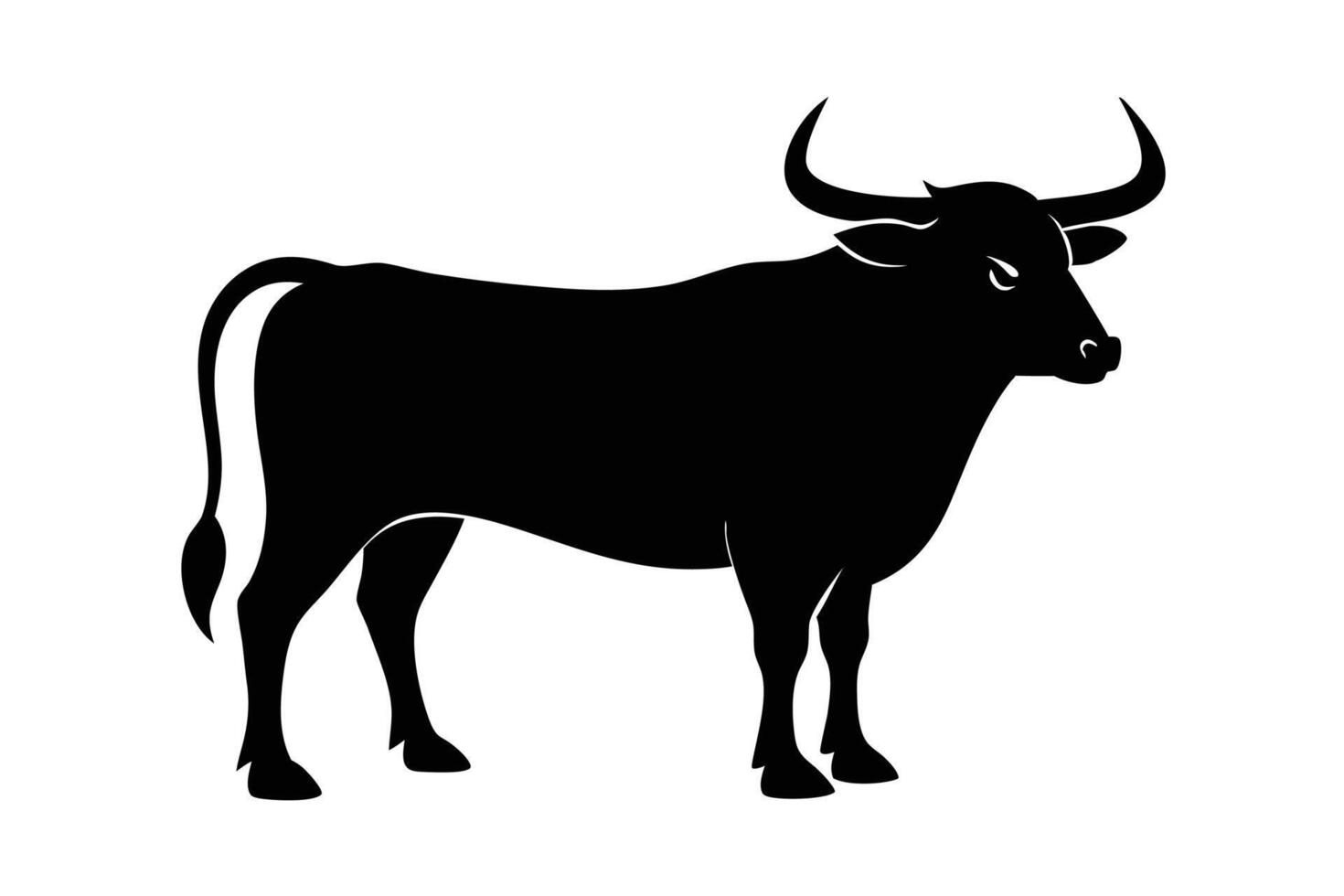 Black Bull silhouette on white background vector