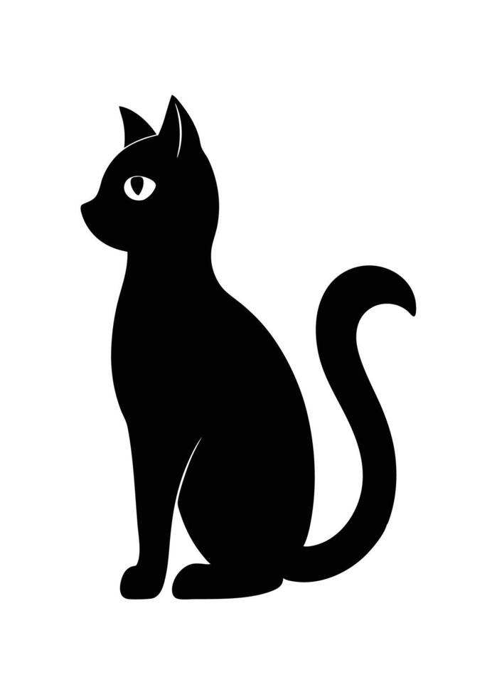 Black Cat silhouette on white background vector