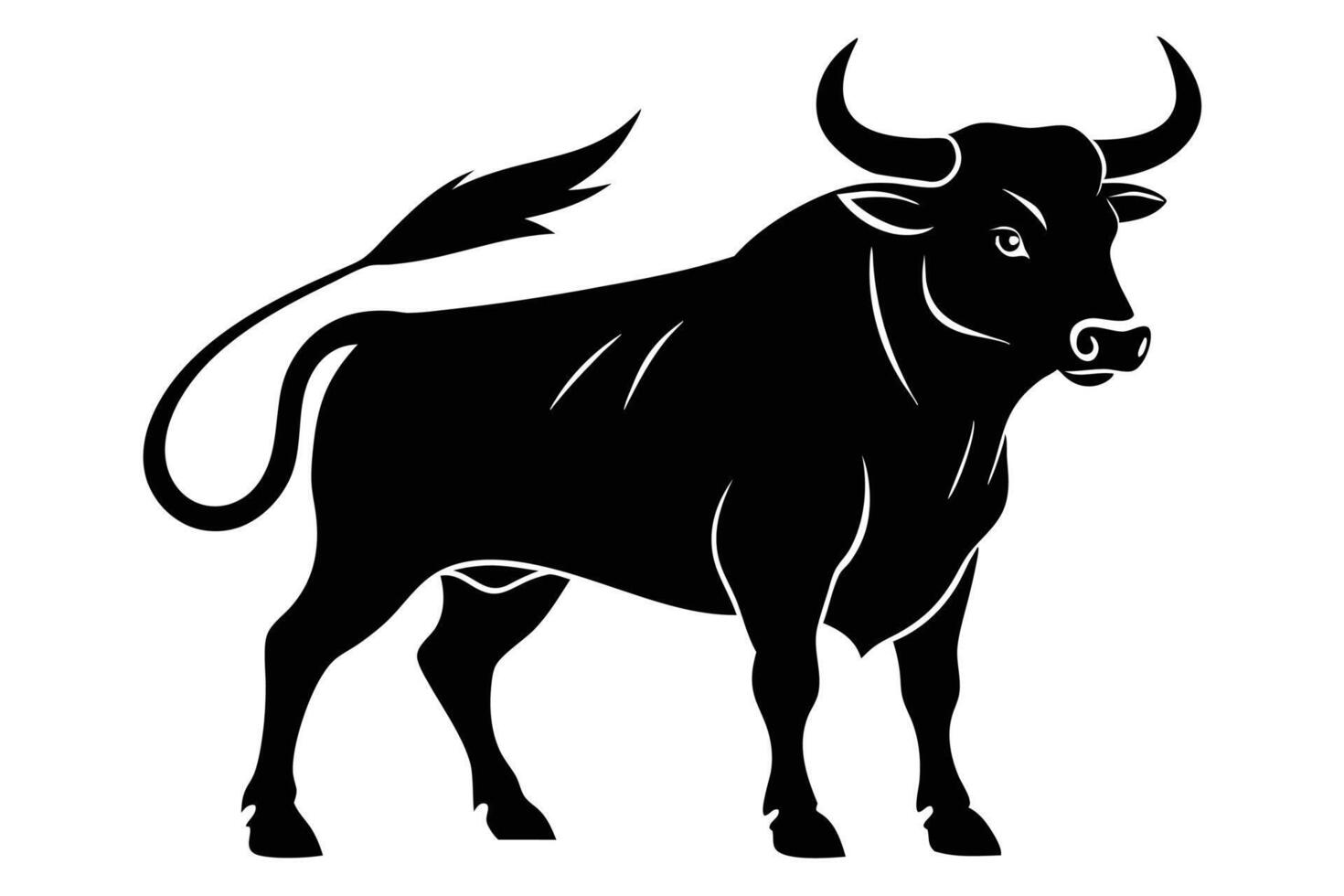 Black Bull silhouette on white background vector