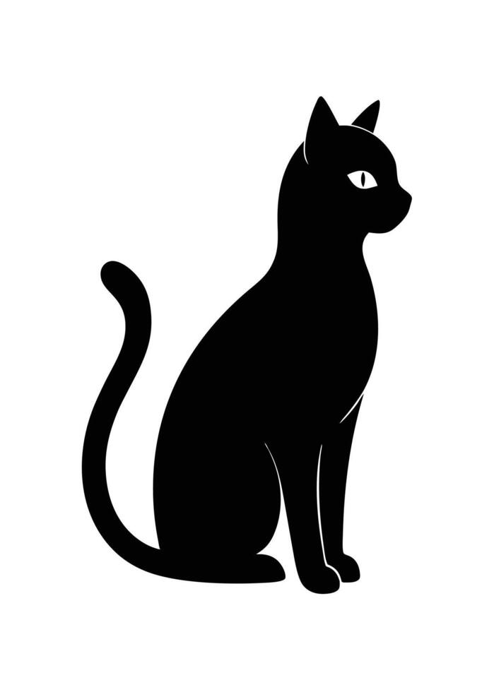 Black Cat silhouette on white background vector