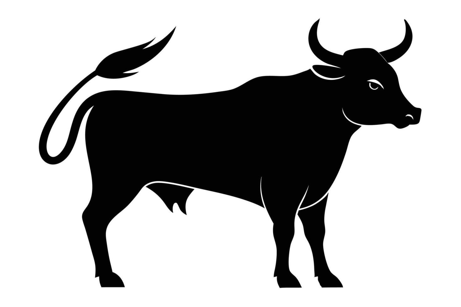Black Bull silhouette on white background vector