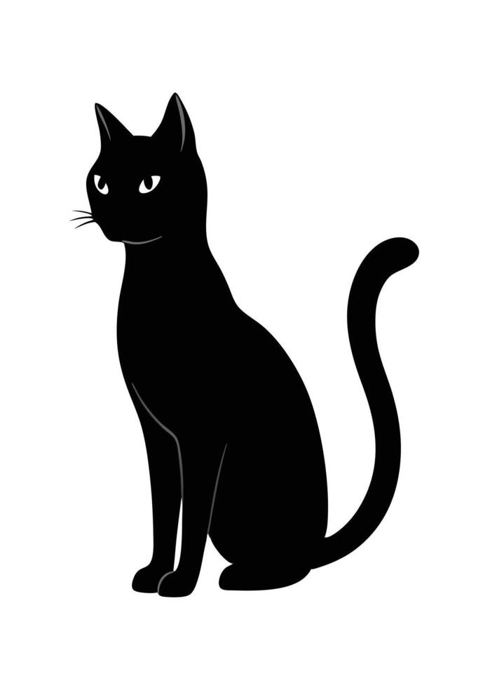 Black Cat silhouette on white background vector