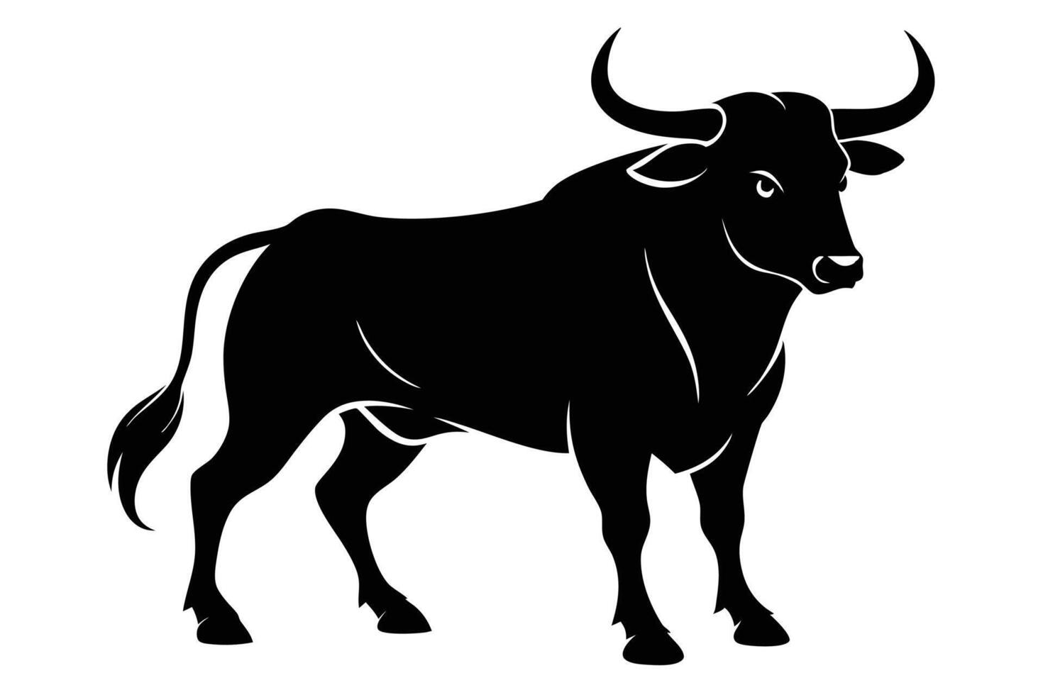 Black Bull silhouette on white background vector