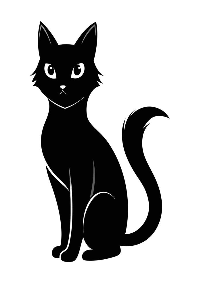 Black Cat silhouette on white background vector