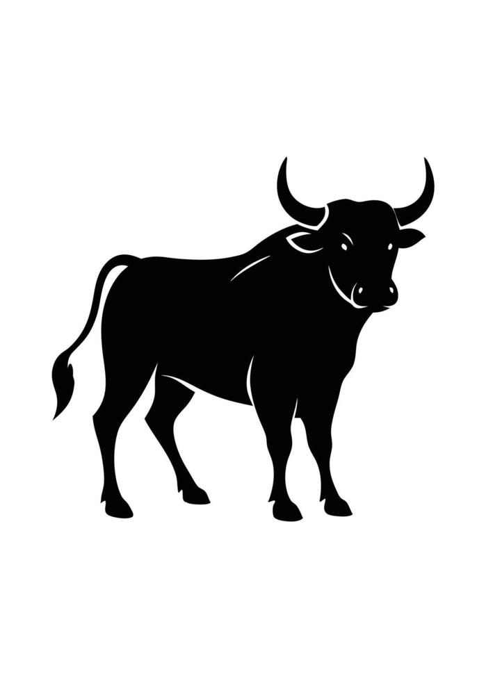 Black Bull silhouette on white background vector