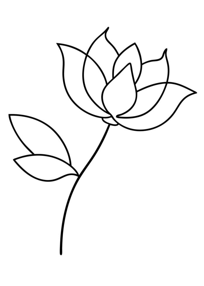 One line art of the Flower drawing Abstract minimal continuous line art wall decor vector