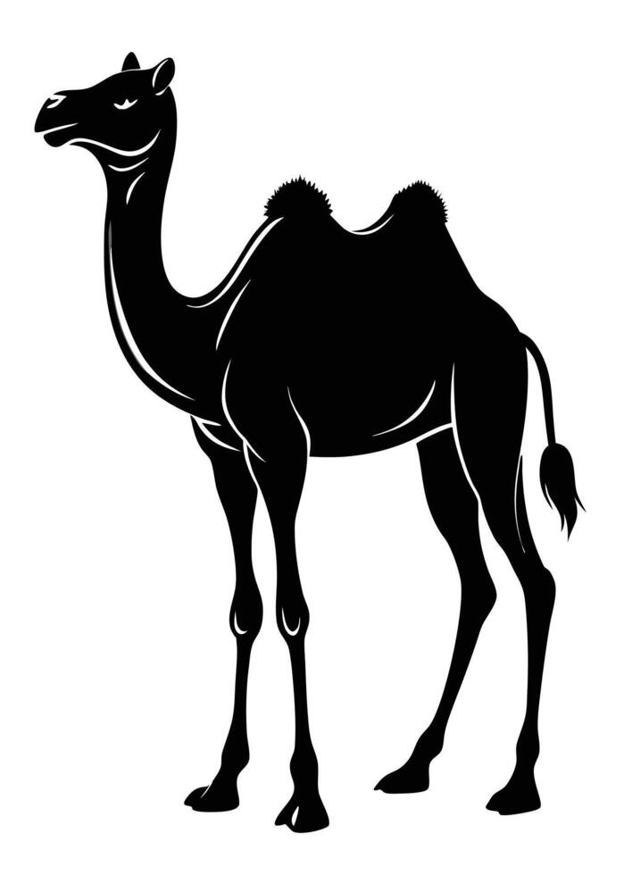 Black camel silhouette on white background vector