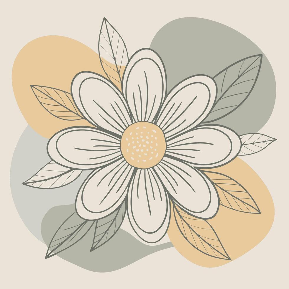 Flower drawing Abstract minimal floral continuous line art vector