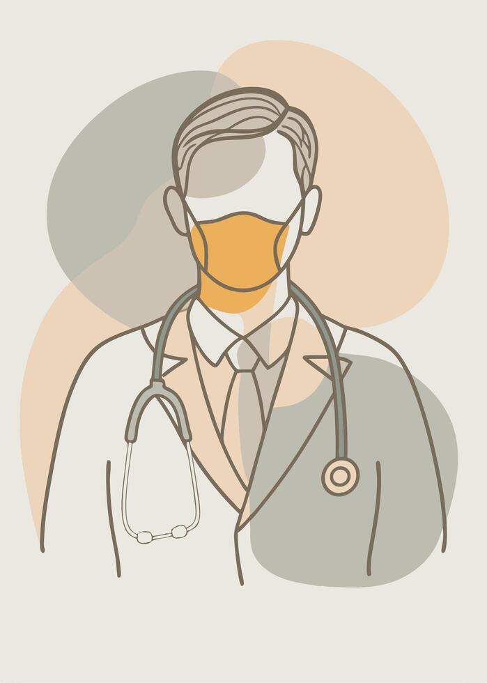 Doctor drawing Abstract minimal wall decor vector