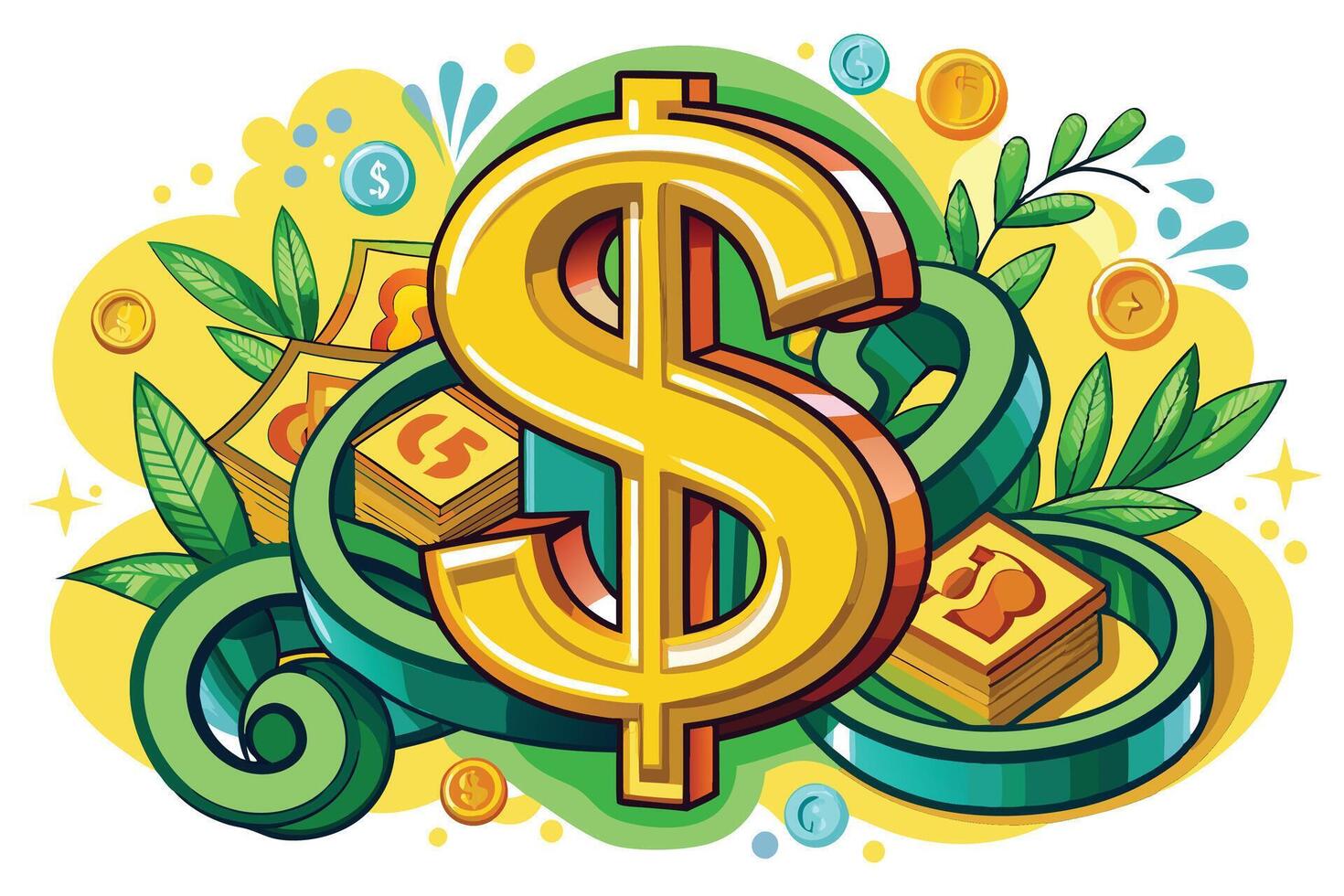 Art of Dollar on white background vector