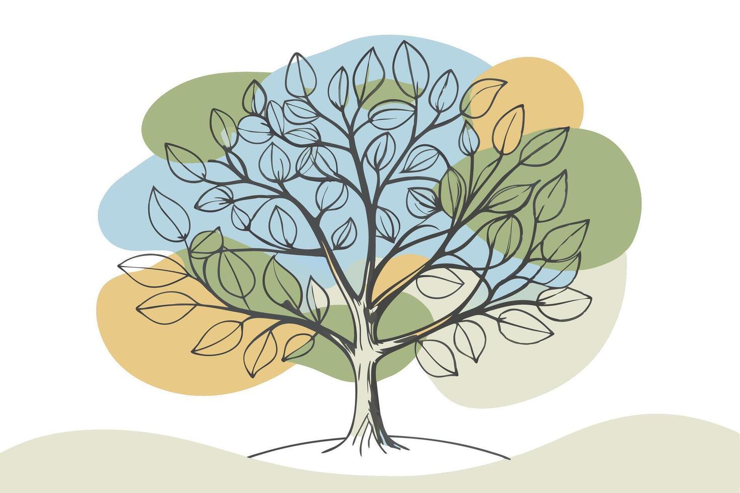 One line art of Tree drawing Abstract minimal continuous line art wall decor vector