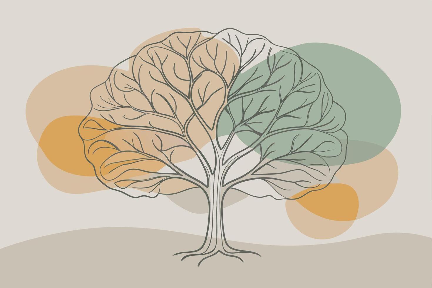 One line art of Tree drawing Abstract minimal continuous line art wall decor vector