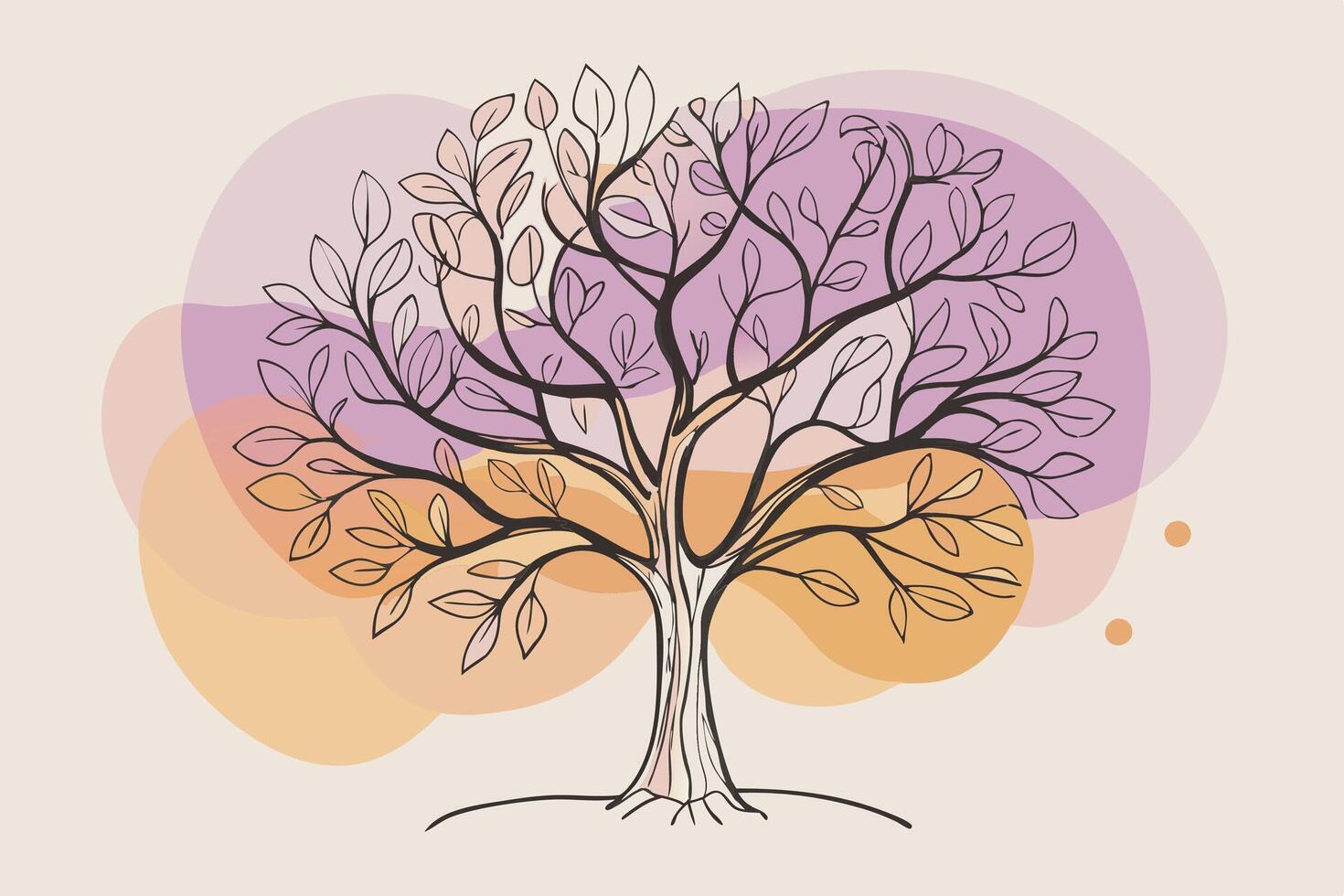 One line art of Tree drawing Abstract minimal continuous line art wall decor vector