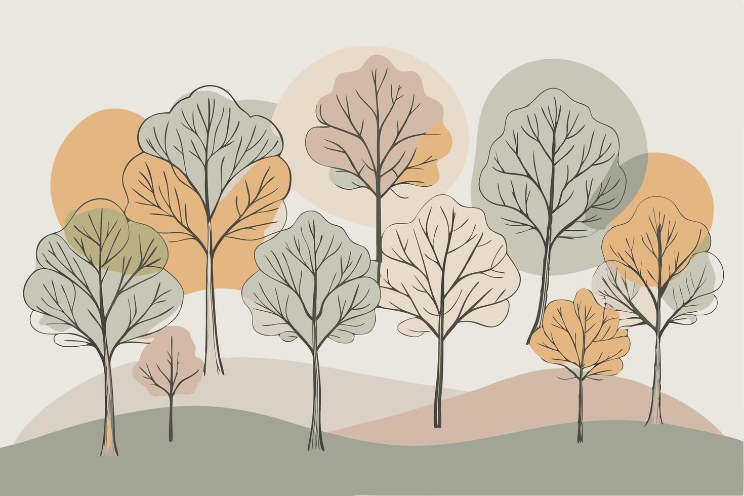 One line art of Tree drawing Abstract minimal continuous line art wall decor vector