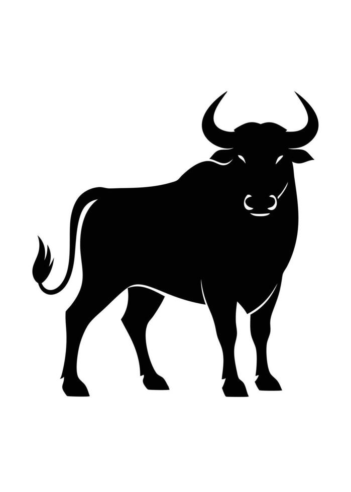 Black Bull silhouette on white background vector