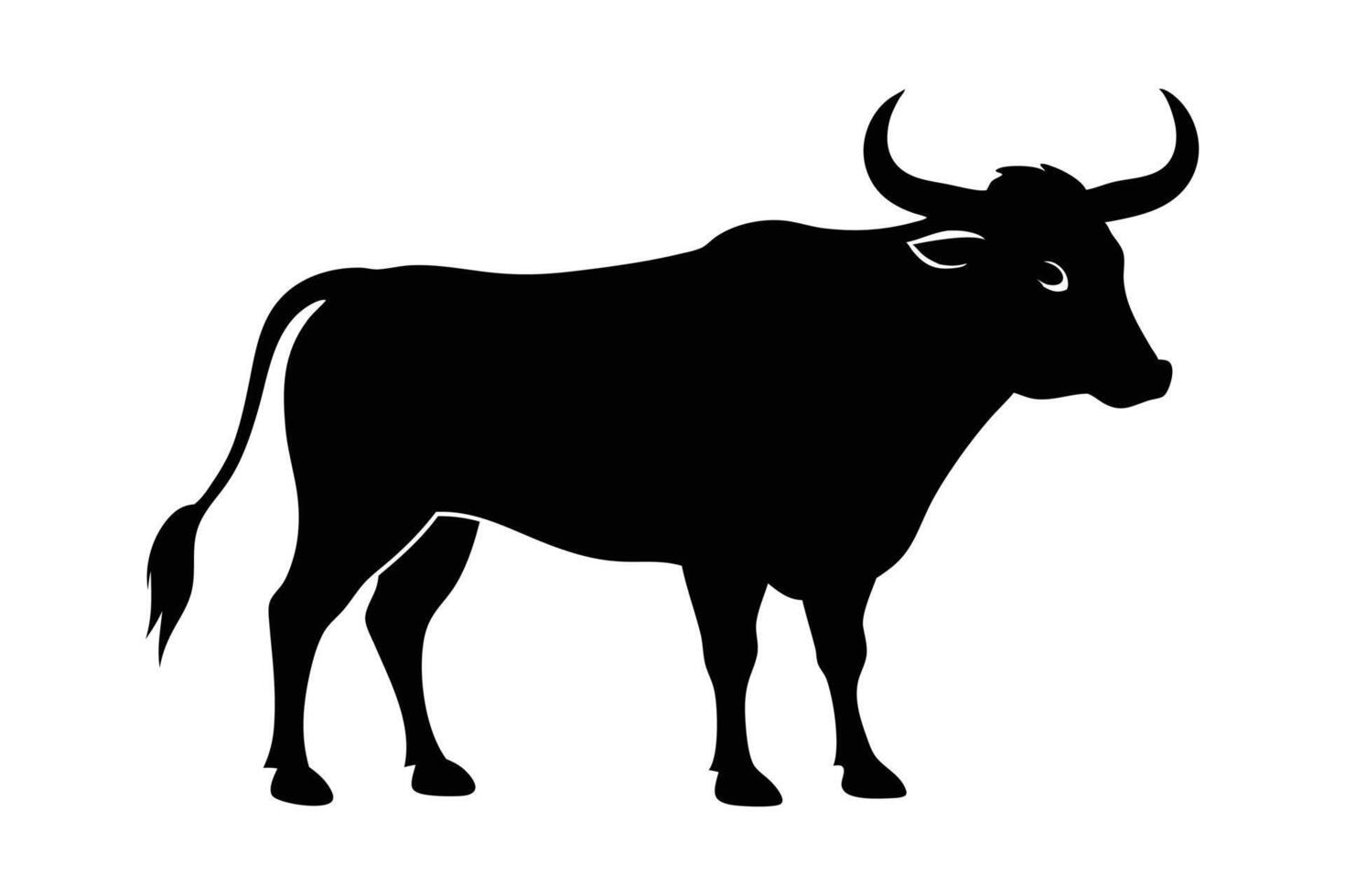 Black Bull silhouette on white background vector