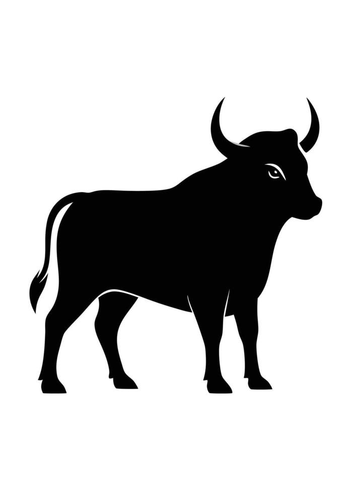 Black Bull silhouette on white background vector