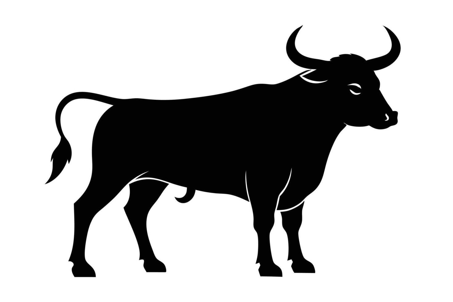 Black Bull silhouette on white background vector