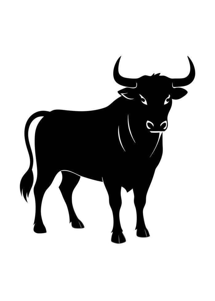 Black Bull silhouette on white background vector