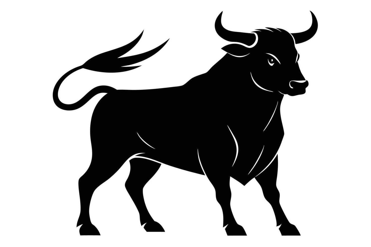 Black Bull silhouette on white background vector